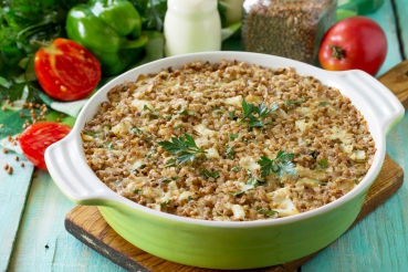 Buchweizengratin mit Quarkremoulade