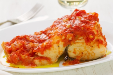 Seelachs mit Paprika-Tomatengemüse
