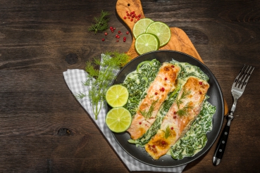 Spinatauflauf mit Seelachsfilet