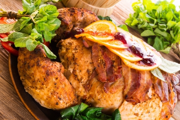 Putenbraten mit gebackenem Kürbis