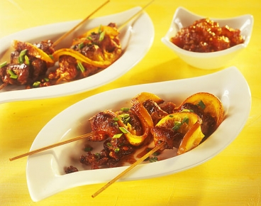 Enten-Orangen-Spieße aus der Pfanne