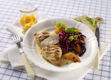 Gefüllte Hähnchenbrüste mit Rotkohlsalat