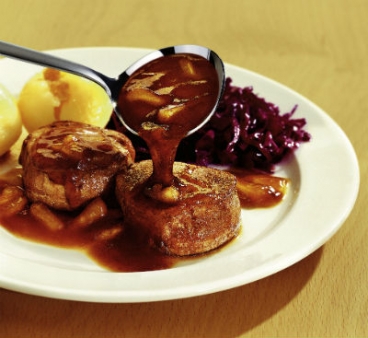 Bratapfel-Honig-Sauce zu Schweinemedaillons
