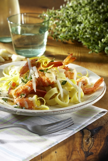 Garnelen-Tagliatelle mit Zitronensauce