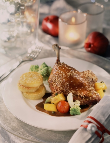 Gebratene Ente mit Mango-Füllung