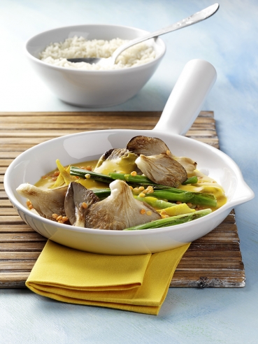 Austernpilzpfanne mit Kurkuma-Ingwer-Sauce