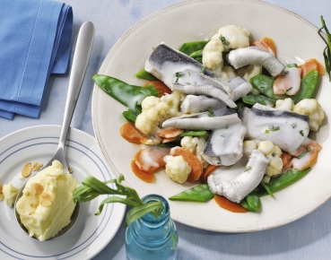 Aalfilet mit Gemüseragout