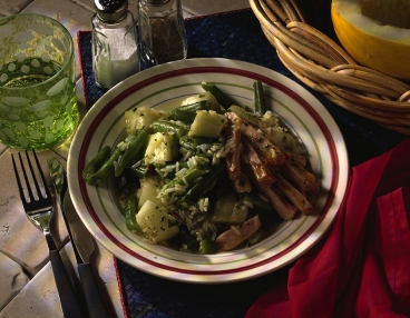 Bohnensalat mit Melone und Kasseler