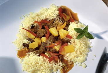 China-Pfanne mit Ananas