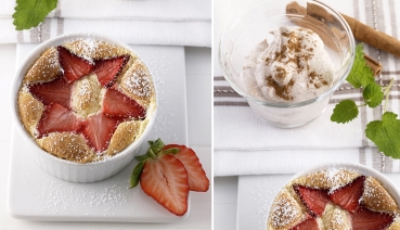 Clafoutis Erdbeer-Banane mit Zimtcreme