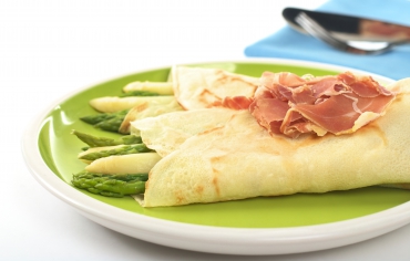 Crêpes mit Spargel und Schinken