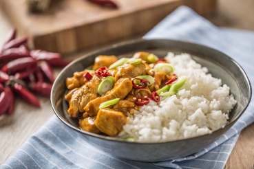 Curry Hühnchen Madras mit Minzjoghurt