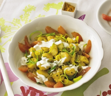 Curry-Kartoffel-Salat mit Lauch