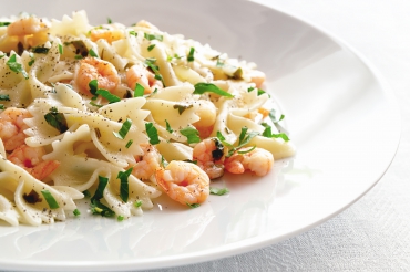 Farfalle alla Pecorino mit Garnelen