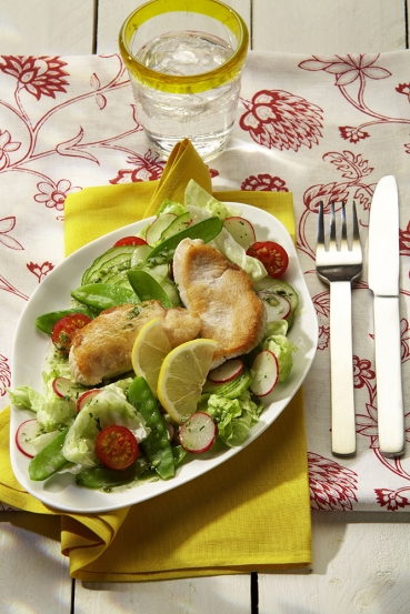Gartensalat mit kleinen Zitronen-Schnitzelchen