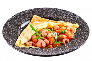 Gefüllte Pfannkuchen mit Shrimps