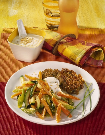 Grünkernbratling mit Pfannengemüse