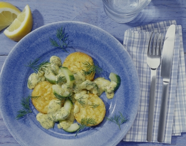Gurkenragout auf Rösti