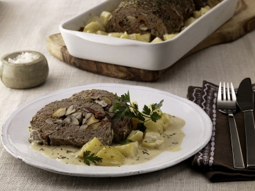Hackfleischrolle mit Pilzen