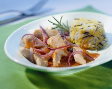 Hähnchenpfanne mit Reis