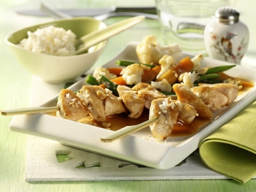 Hähnchenspieße mit Asia-Gemüse