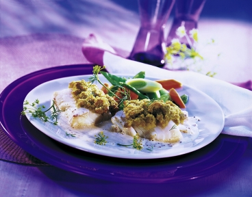 Kabeljaufilet in Senf-Dillsauce
