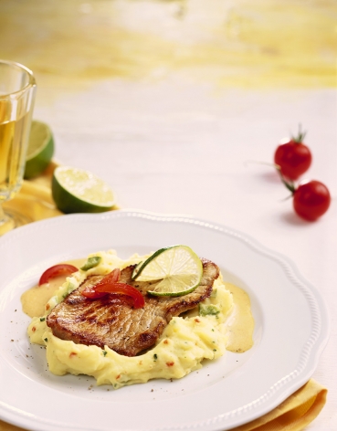 Kalbsschnitzelchen mit Limonensahne