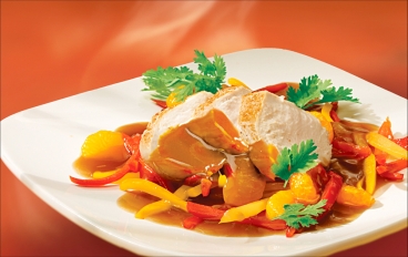 Mandarinen-Sojasauce zu Hähnchenbrustfilet