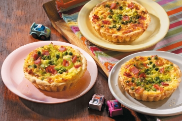 Mini-Quiche mit Lauch und Erbsen