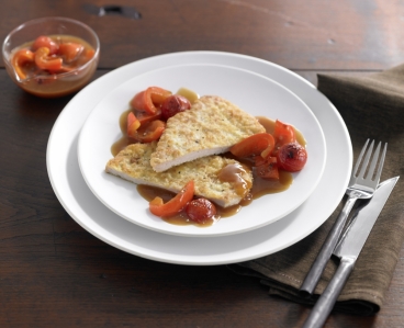 Putenpiccata mit Tomaten-Paprikasauce