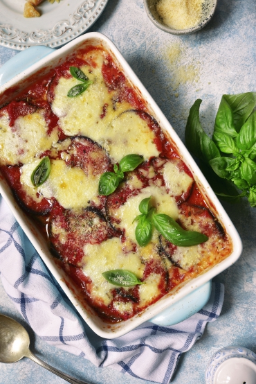 Reisauflauf mit Feta und Auberginen
