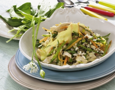Reispfanne mit Hähnchen und Bärlauch