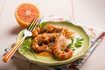 Riesengarnelen in pfeffriger Mangosauce