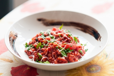 Risotto mit roter Bete und Rucola