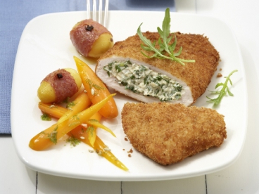 Gefülltes Putenschnitzel mit Rucola-Frischkäse