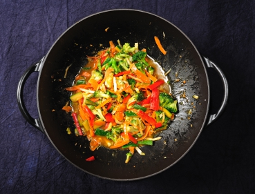 China-Pfanne mit Seelachsfilet