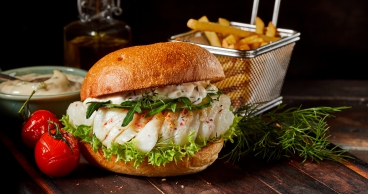 Seelachs-Burger mit gebratener Mango