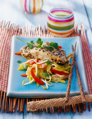 Seelachsfilet in Sesamkruste