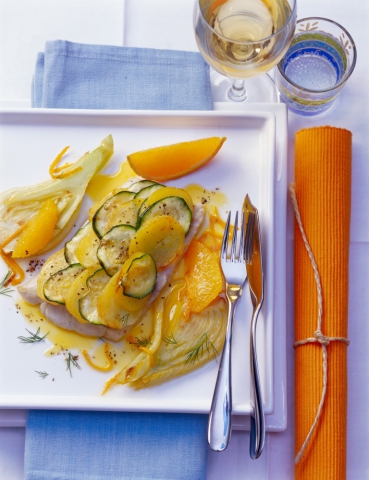 Seelachsfilet mit Kartoffel-Zucchini-Schuppen