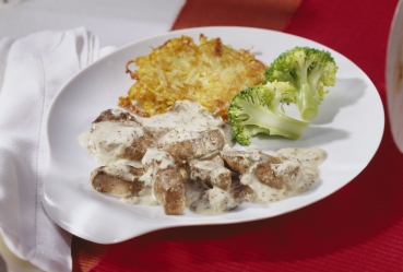 Geschnetzeltes in Honig-Senf-Sauce