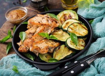Hähnchenschnitzel mit Zucchini und Austernpilzen