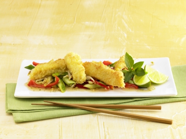 Asiatisches Gemüse mit Kokosfisch