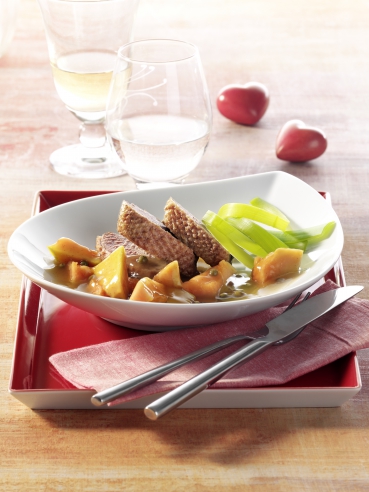 Entenbrustfilets mit Papayawürfeln