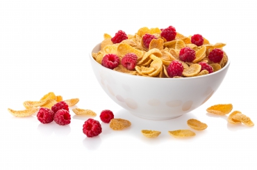 Cornflakes mit Himbeeren