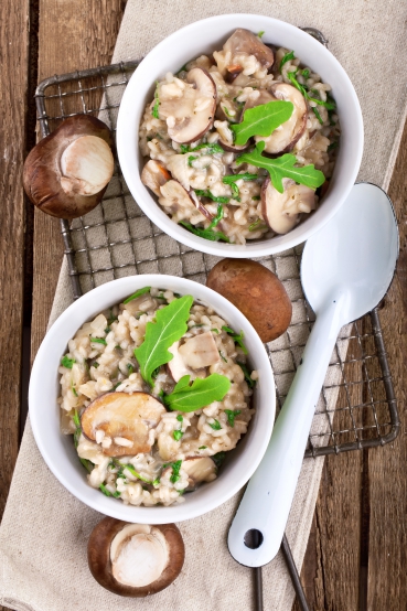 Pilzrisotto mit Rucola
