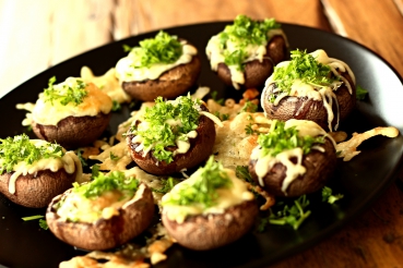Überbackene Champignons