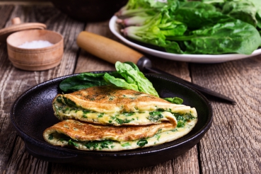 Omelette mit Blattspinat