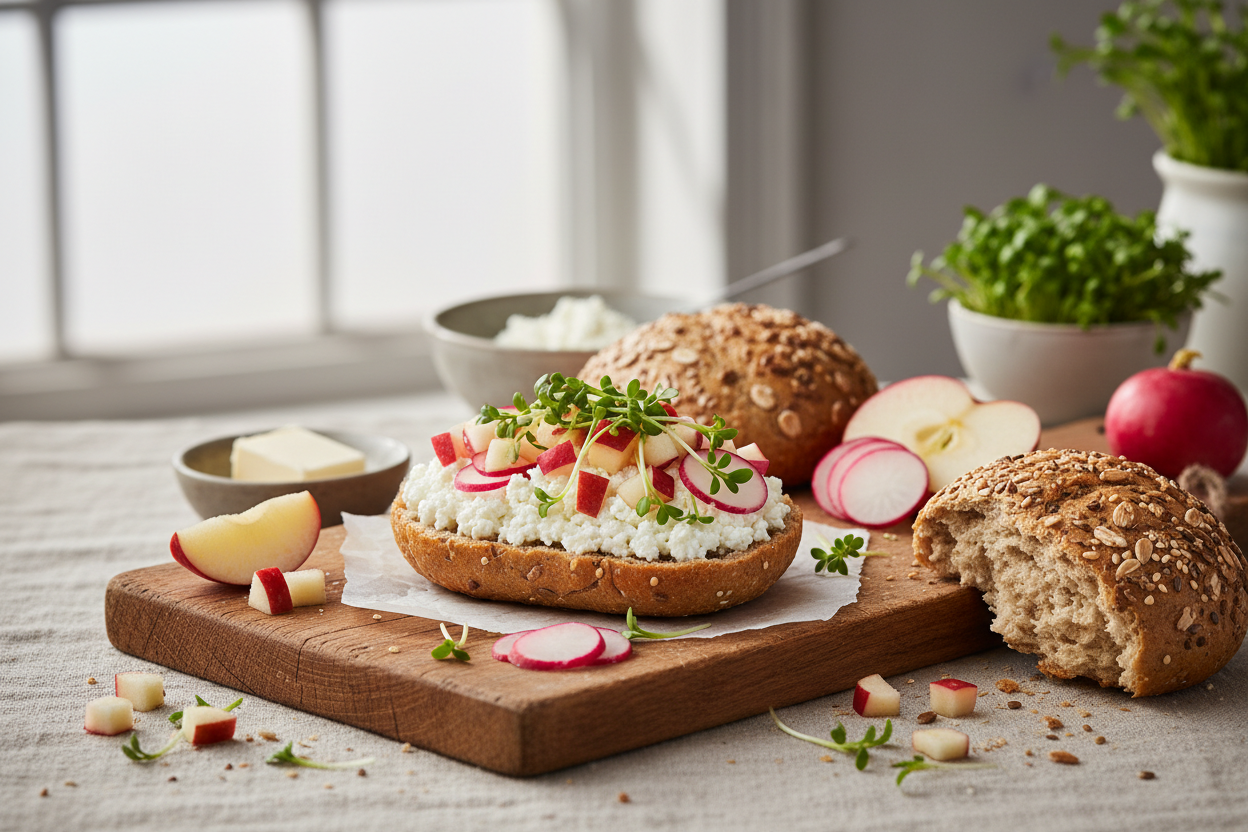 Apfel-Radieschen-Brötchen