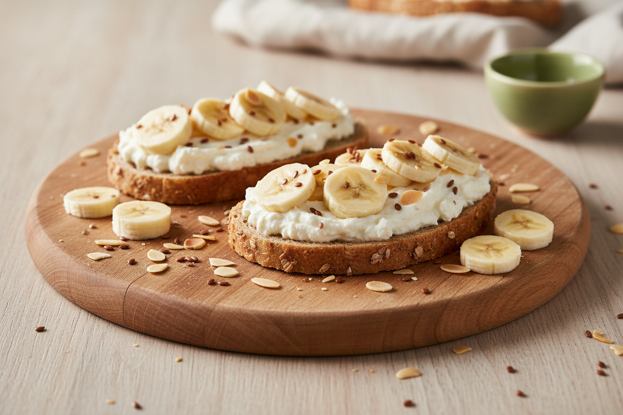 Bananen-Quark auf Vollkornbrot