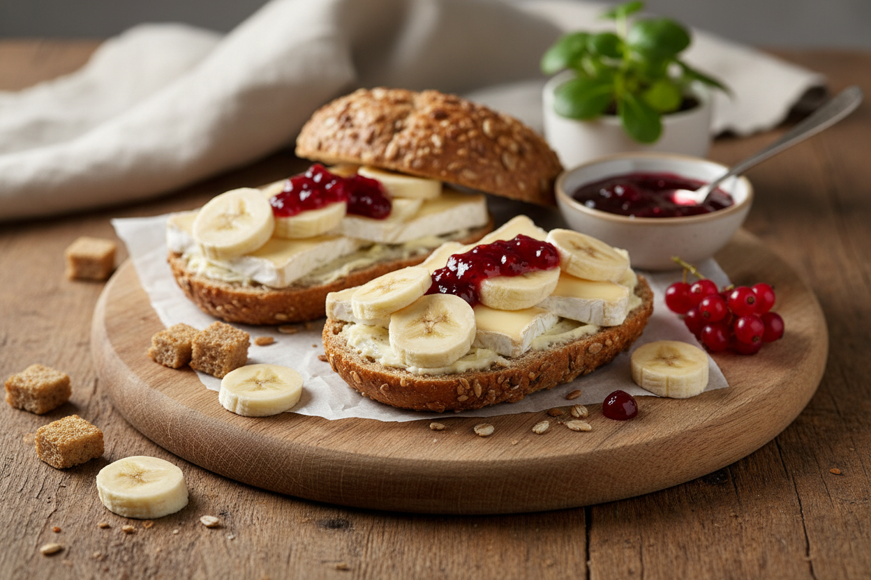 Brötchen mit Banane und Camembert